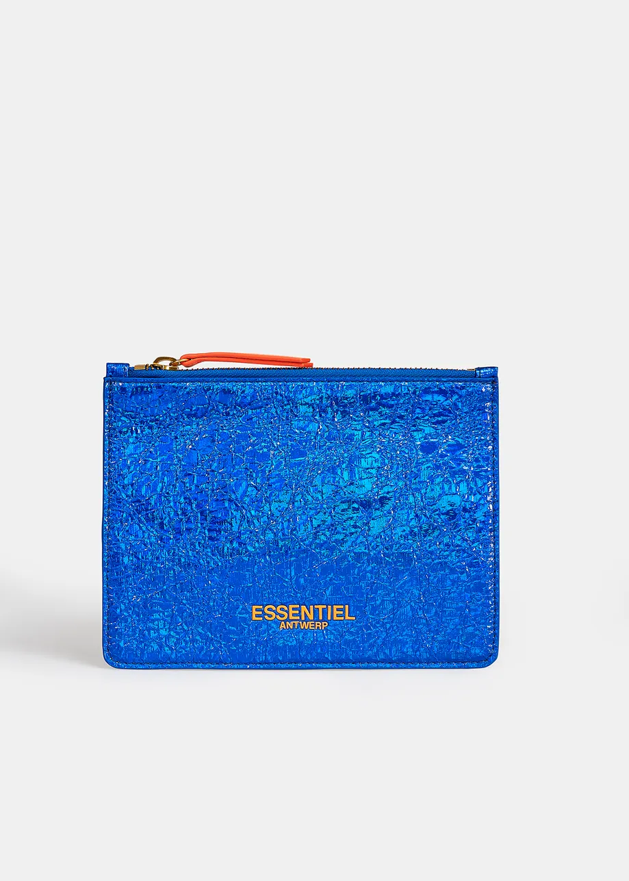 Blue metallic pouch