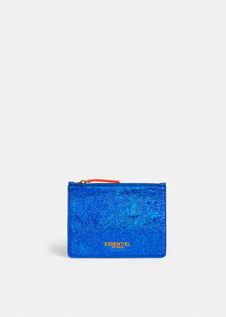 Blue metallic pouch