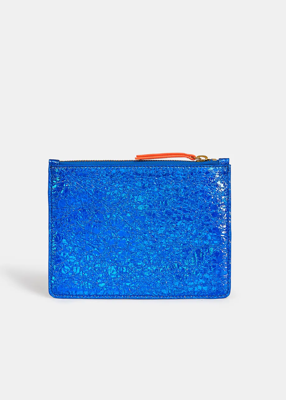 Blue metallic pouch