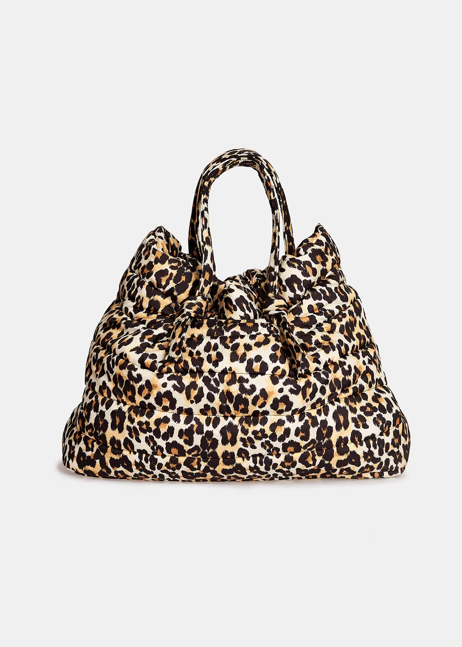 Leopard-print quilted shopper bag