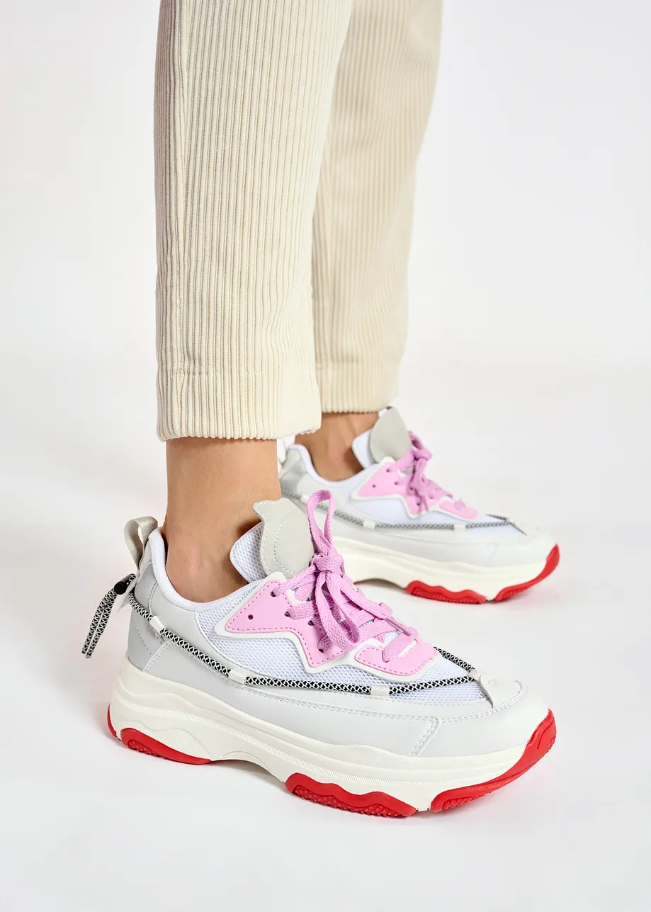 White sneakers set on chunky soles