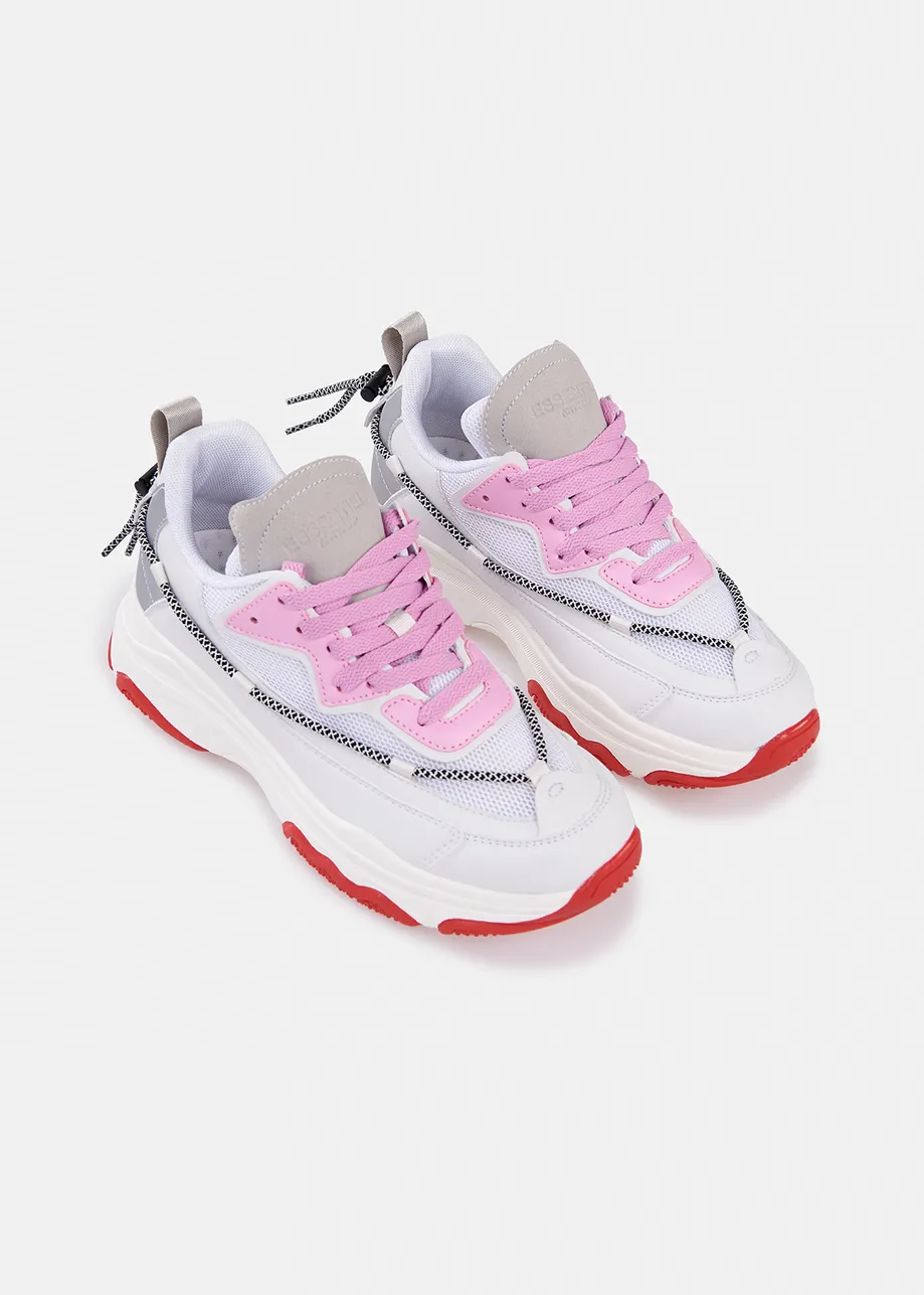 White sneakers set on chunky soles