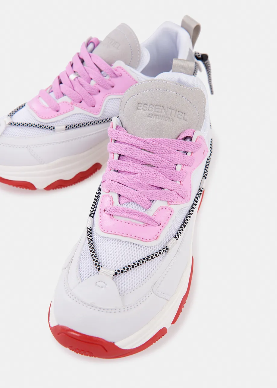 White sneakers set on chunky soles