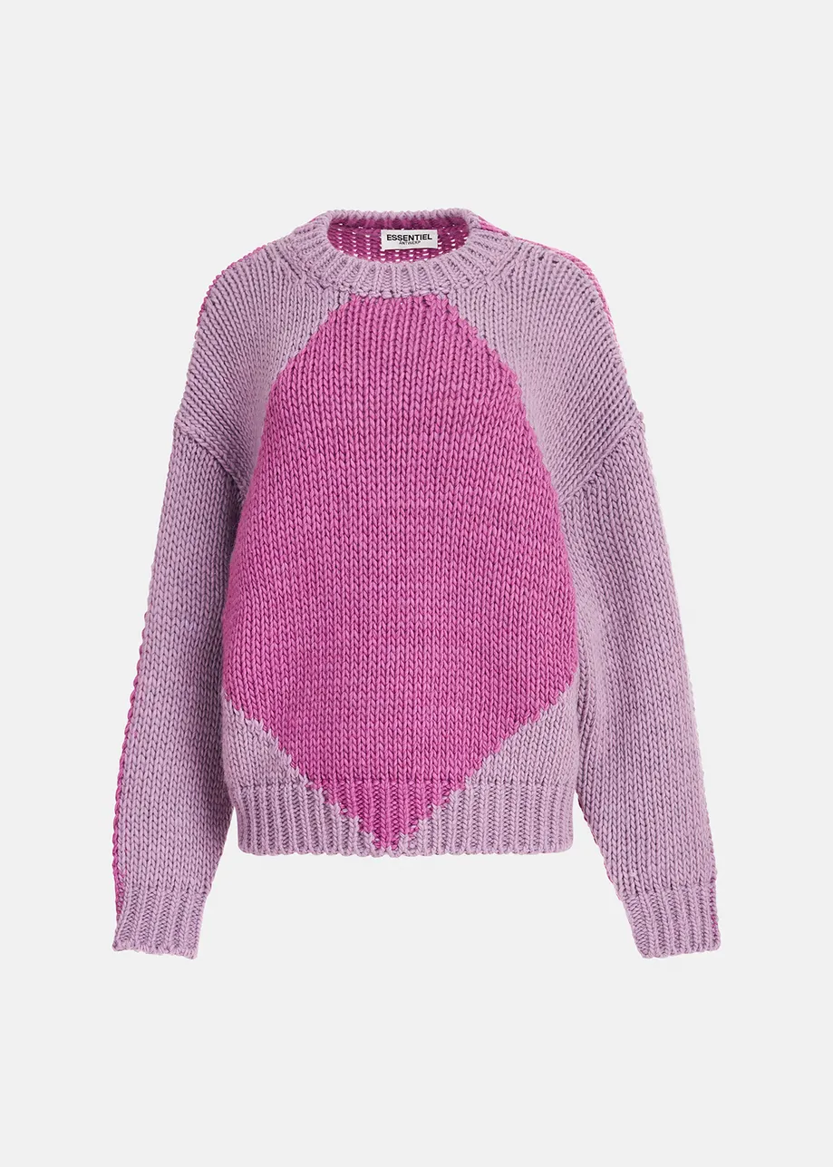 Lilac and pink chunky knit sweater