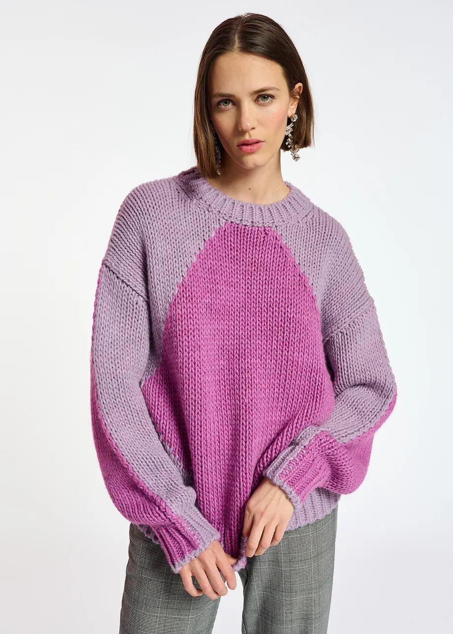Lilac and pink chunky knit sweater