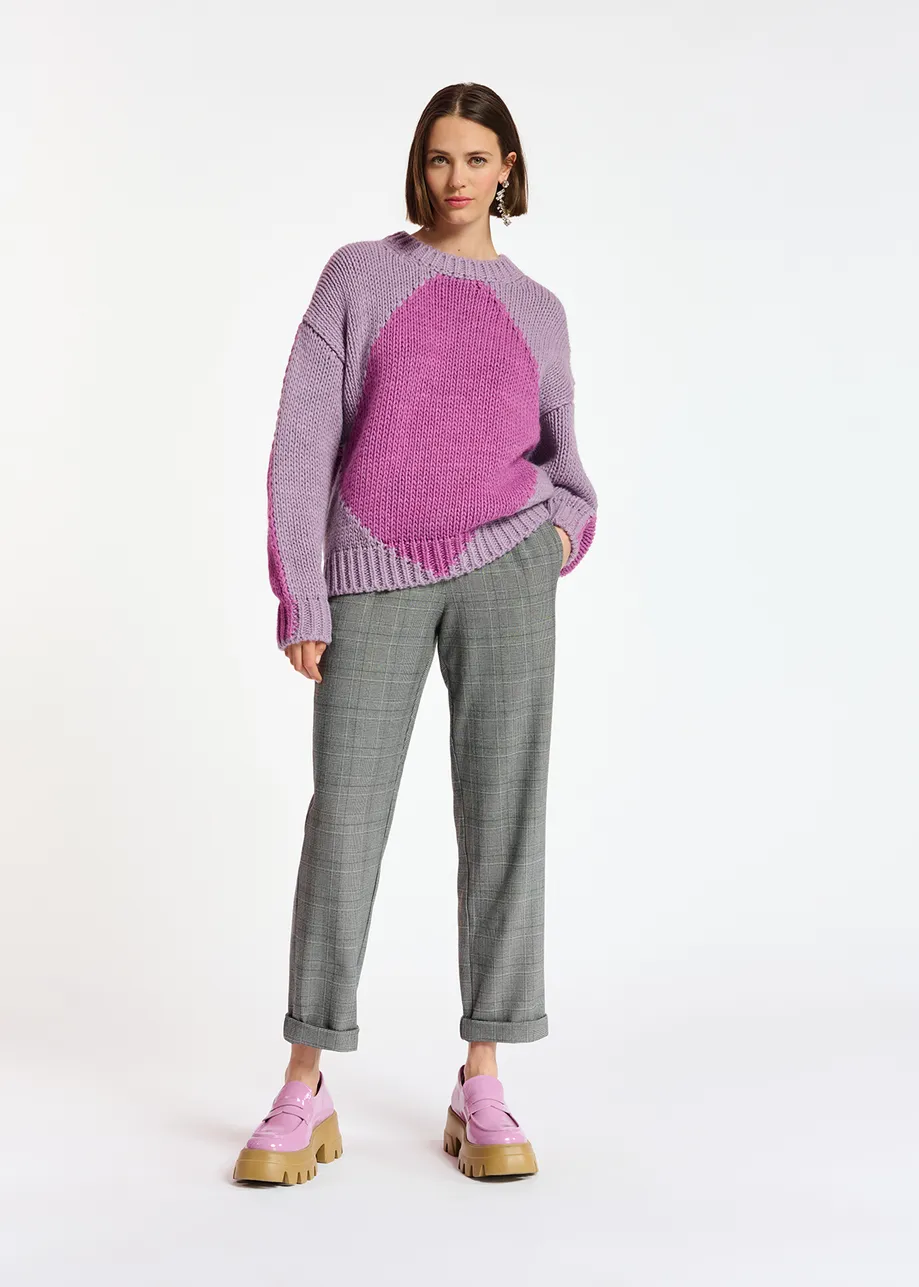 Lilac and pink chunky knit sweater