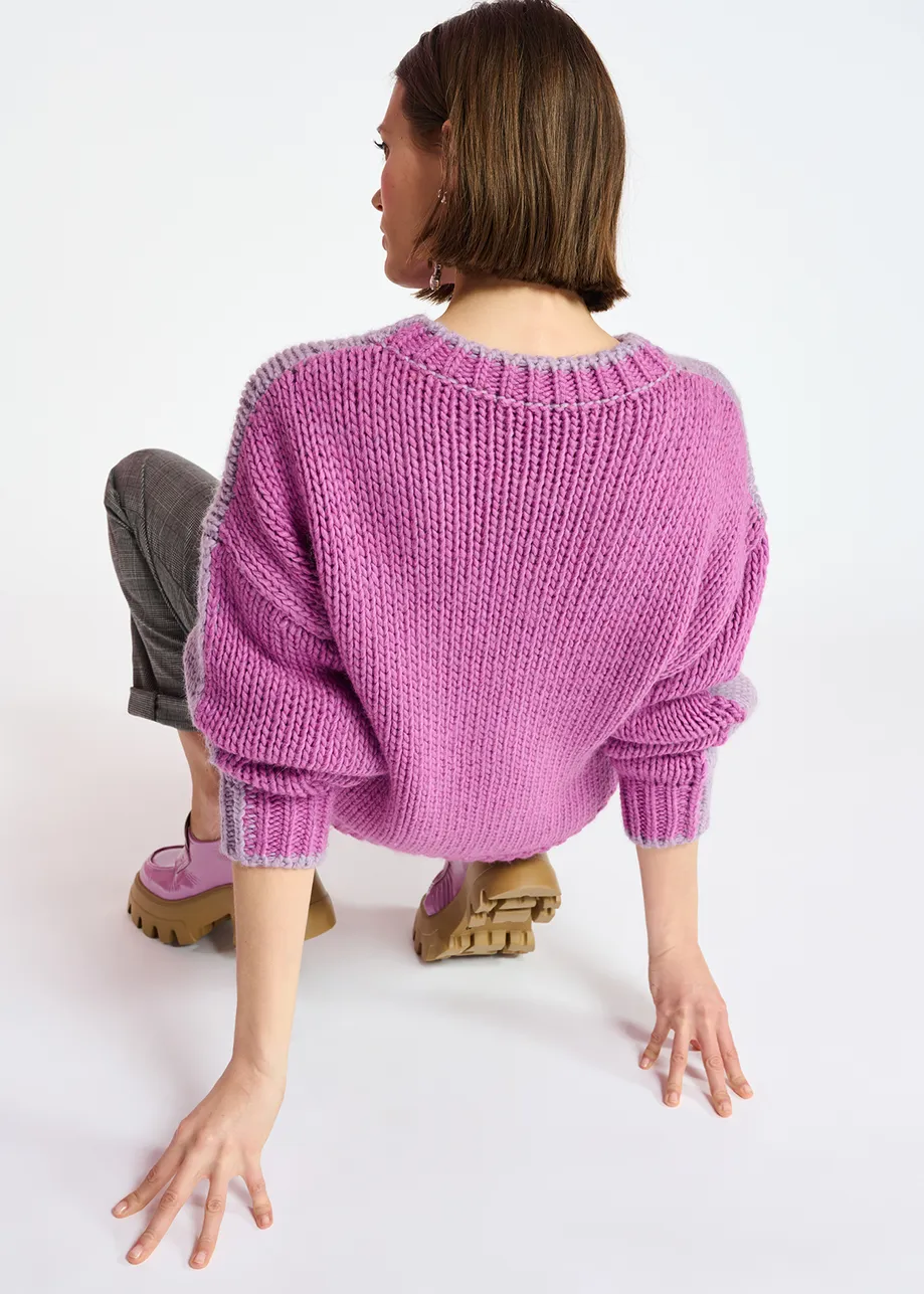 Lilac and pink chunky knit sweater