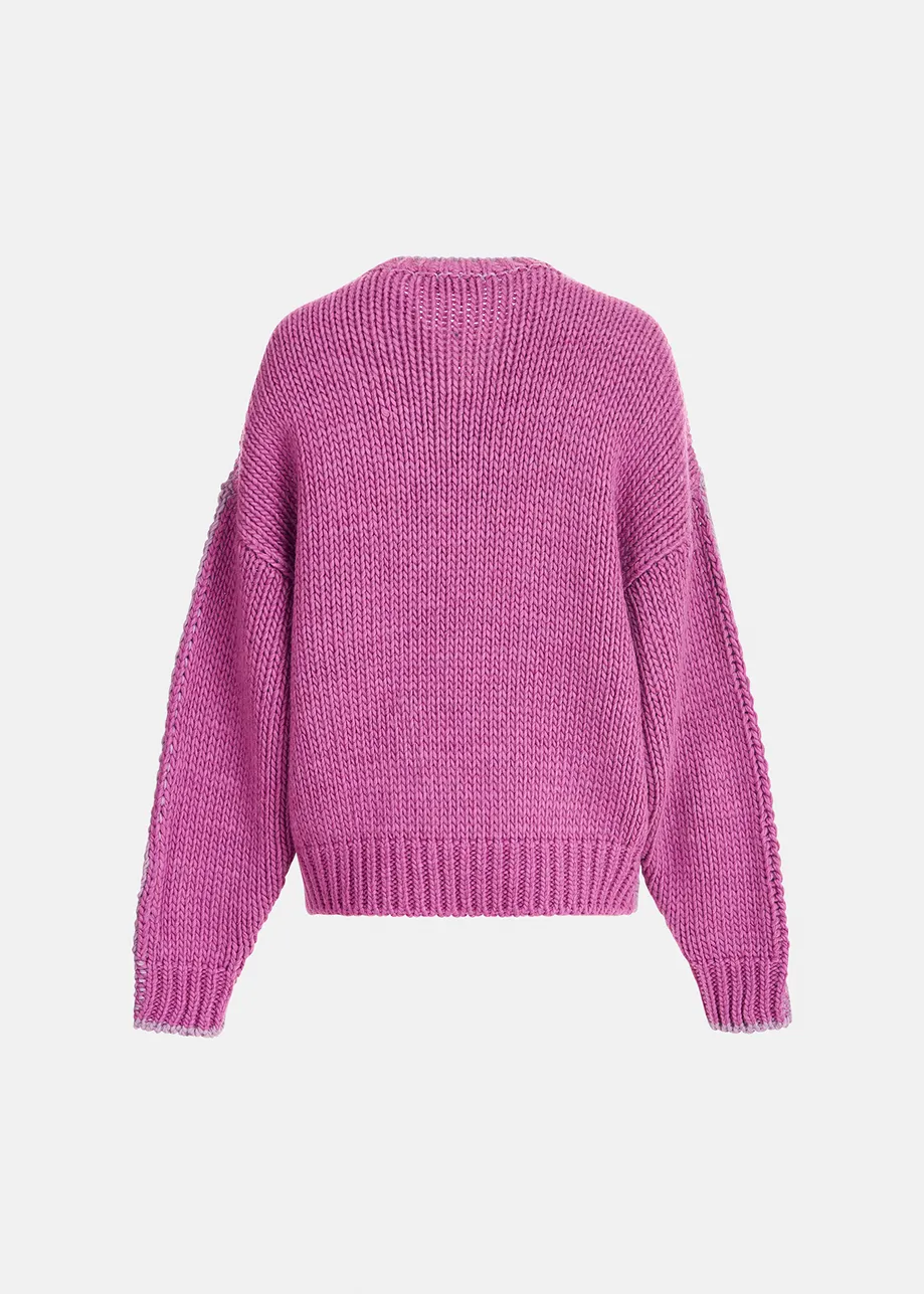 Lilac and pink chunky knit sweater