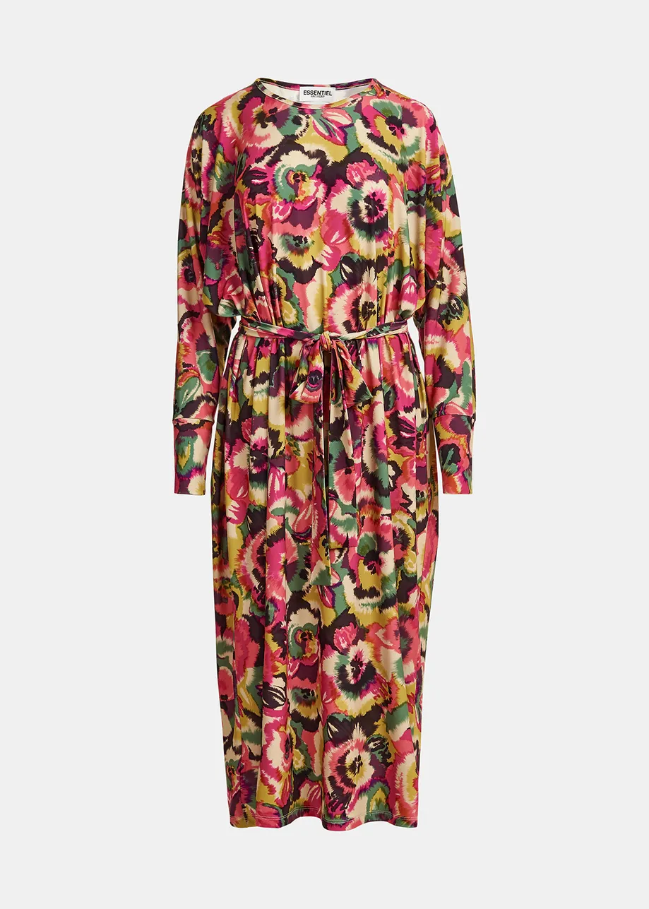 Multicolor midi-length dress with floral print