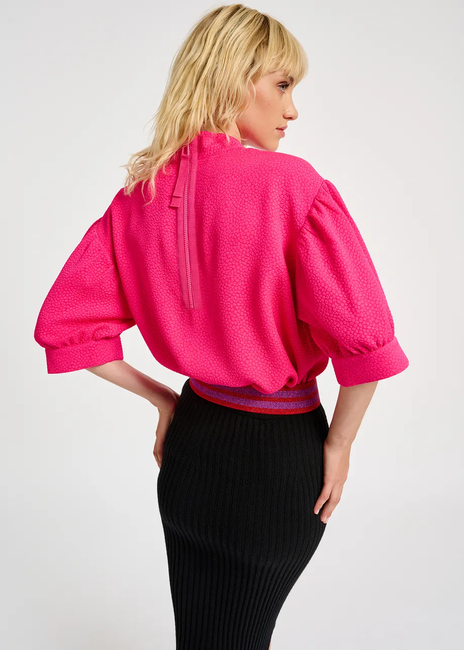 Fluoroze top met pofmouwen