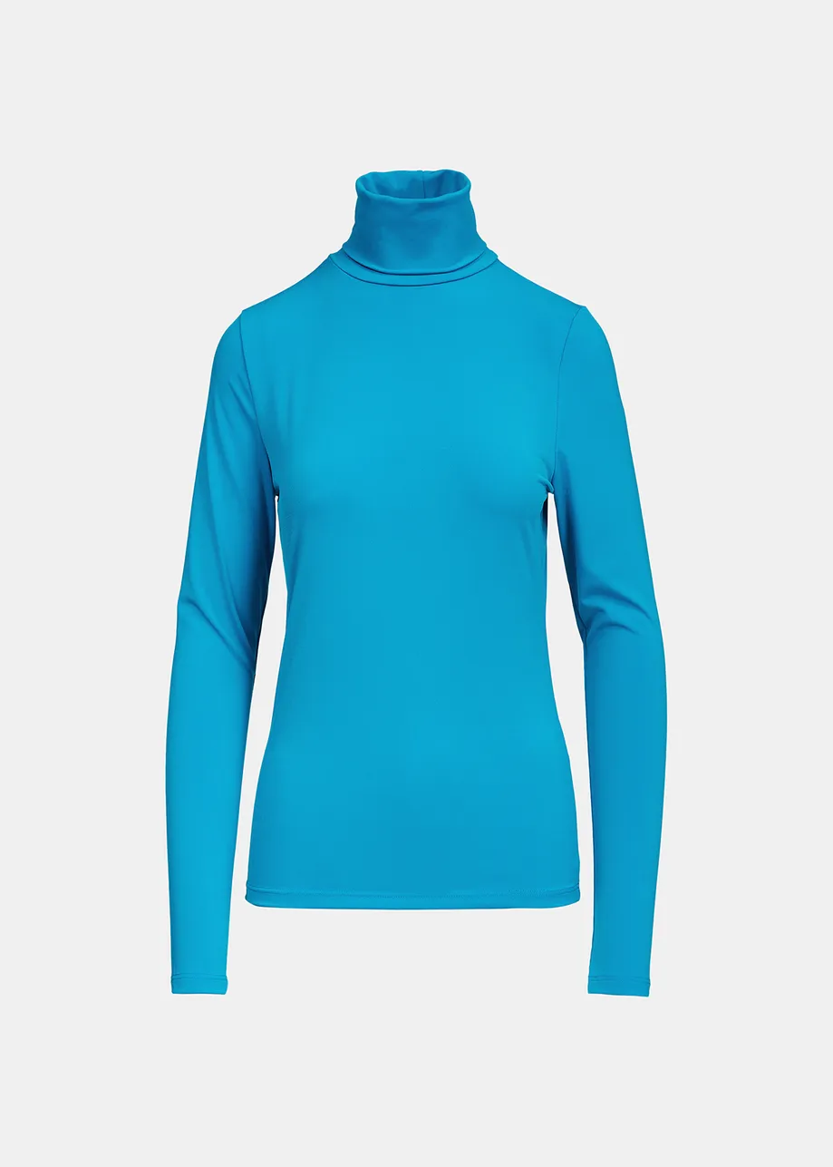 Blue slim-fit turtleneck top