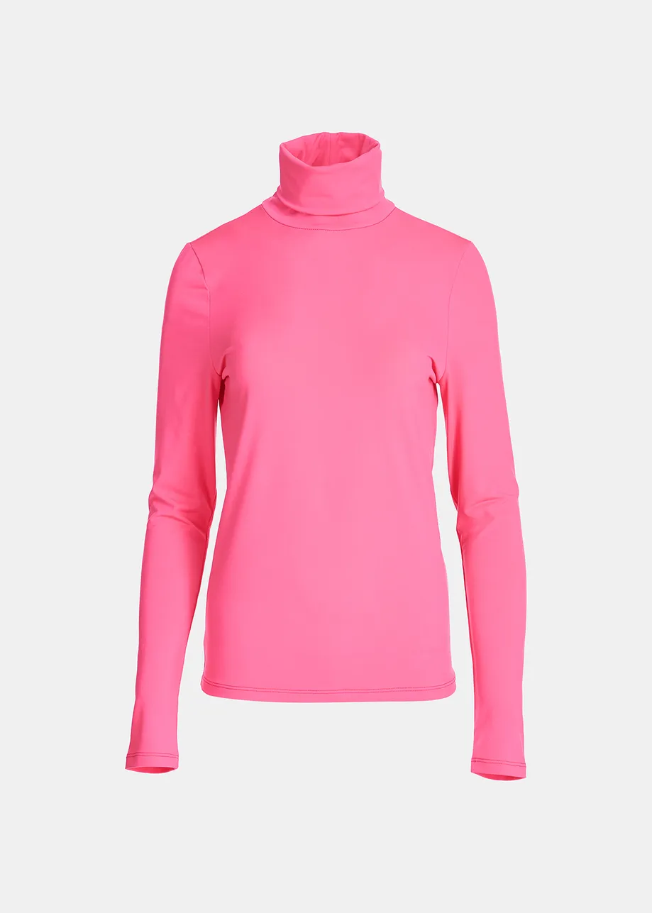 Neon pink slim-fit turtleneck top