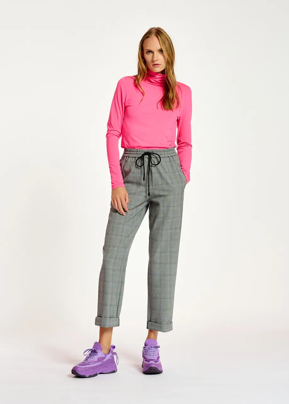 Neon pink slim-fit turtleneck top