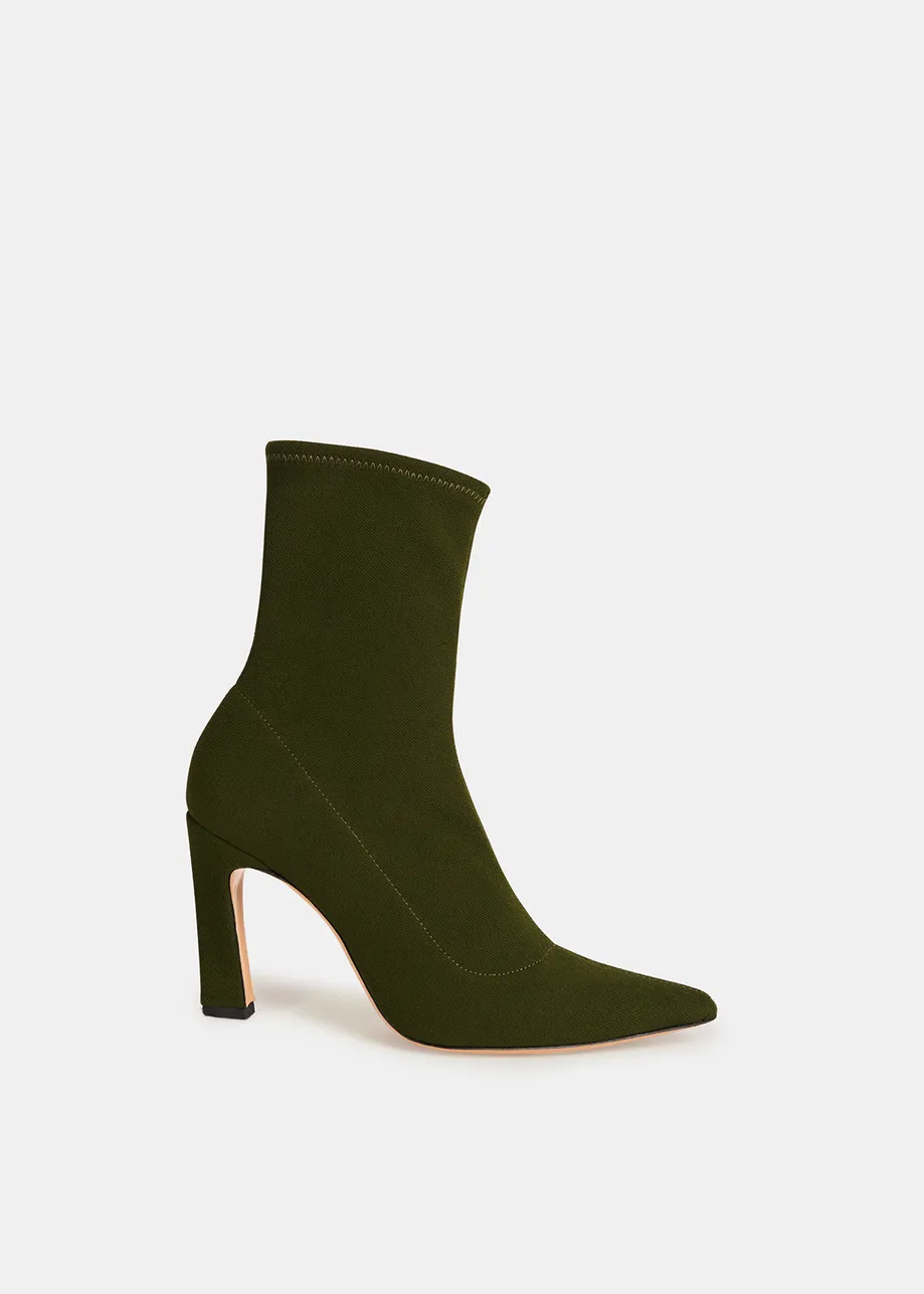 Khaki stretch-knit sock boots