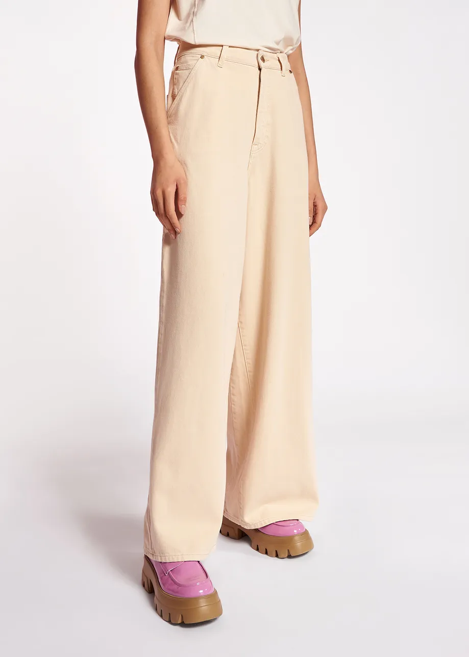 Ecru denim wide-leg jeans