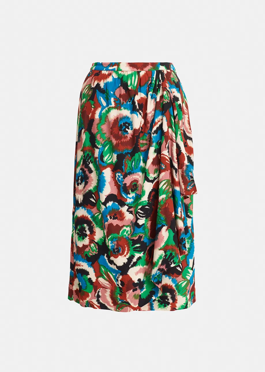 Multicolor floral printed midi skirt