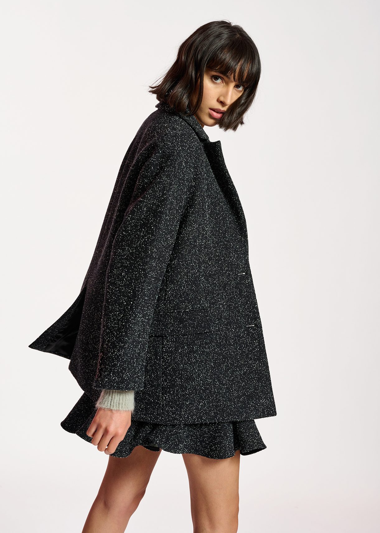 Zwarte oversized blazer in bouclé