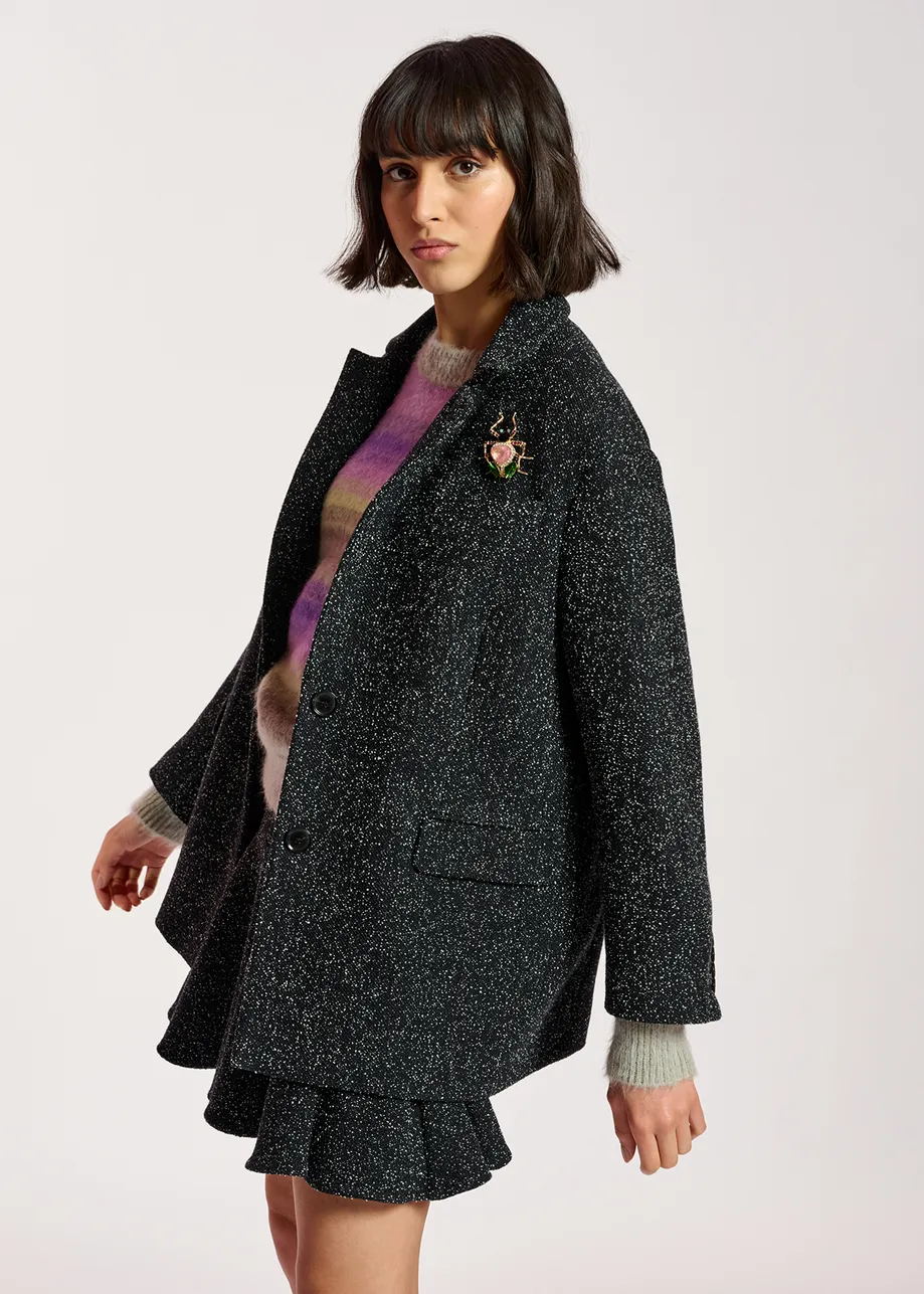 Black oversized bouclé blazer