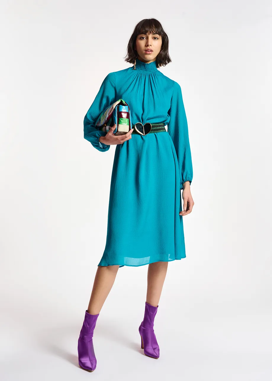 Blue midi-length dress