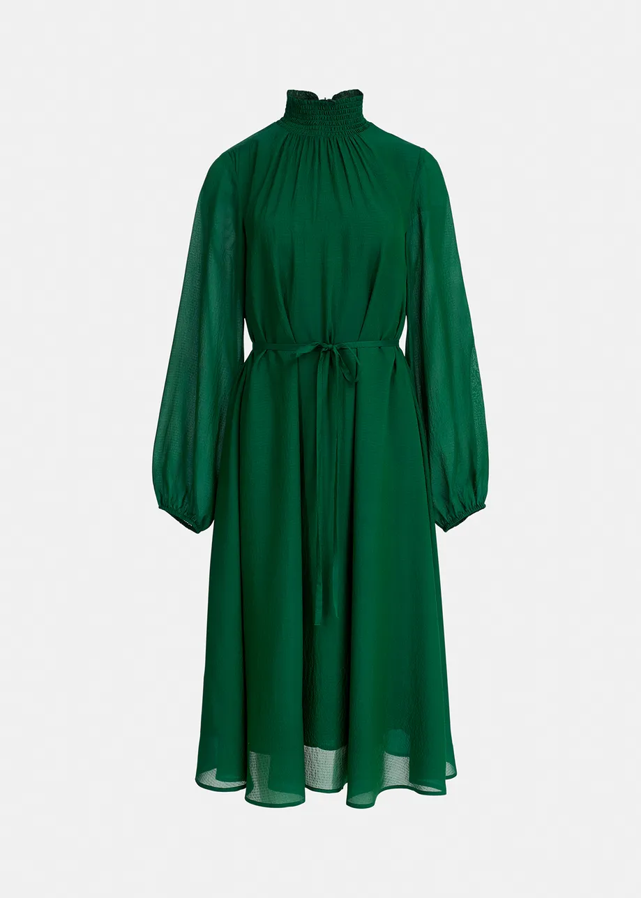 Dark green midi-length dress