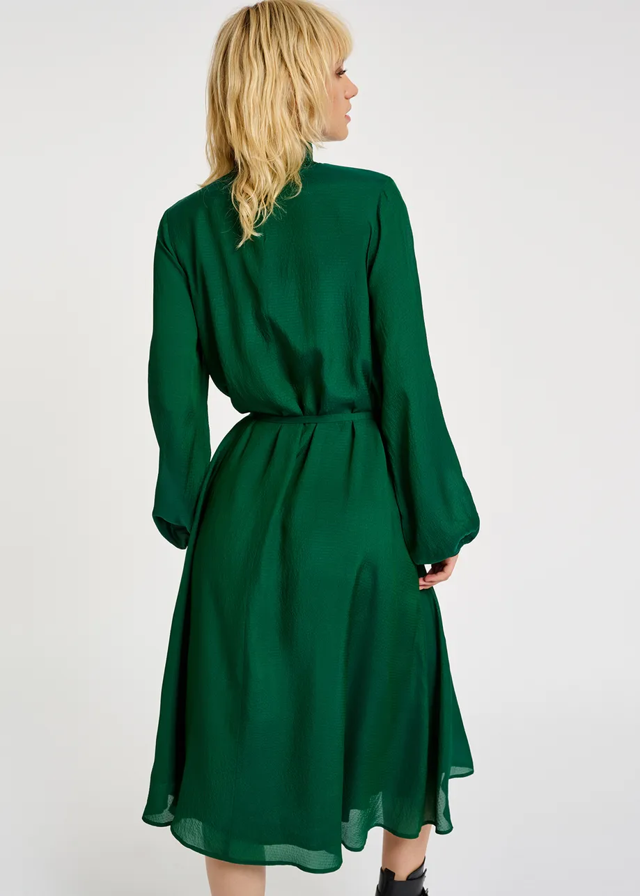 Dark green midi-length dress