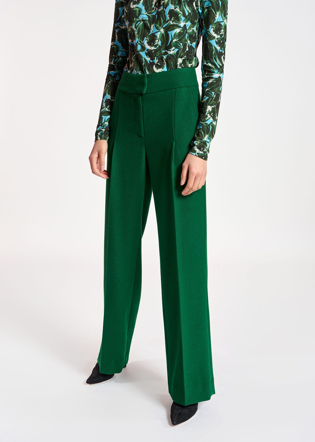 Dark green straight-leg pants