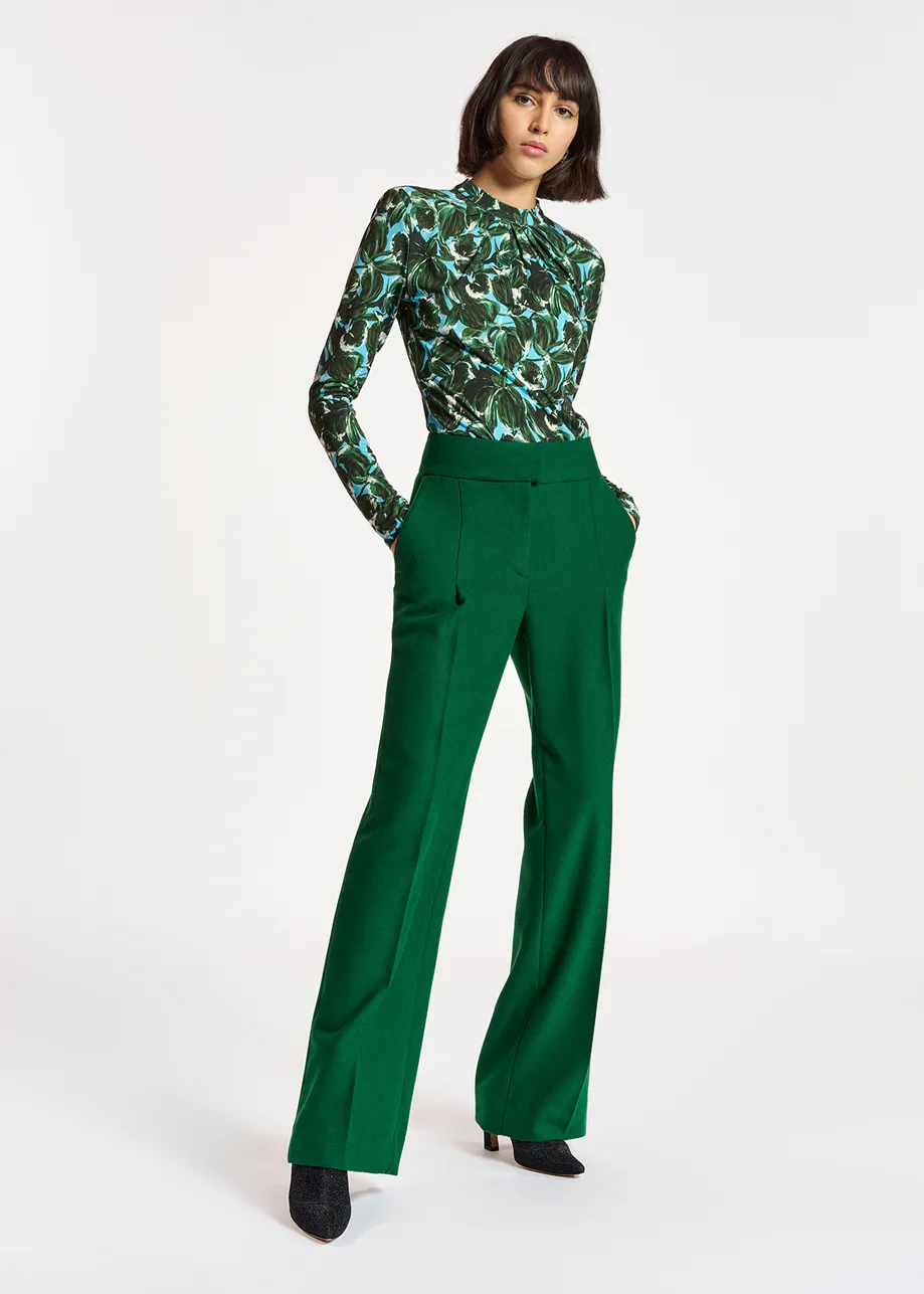 Dark green straight-leg pants