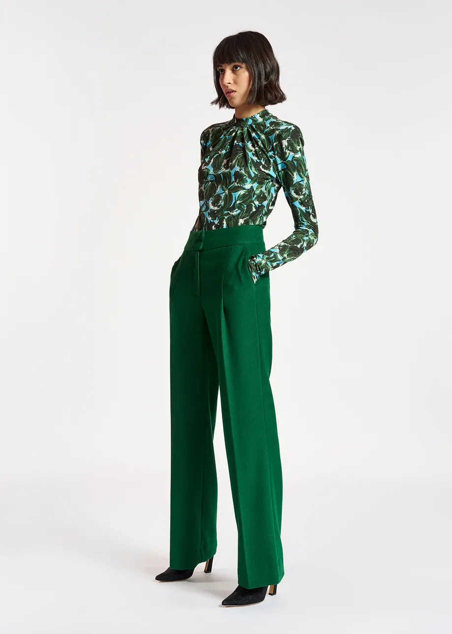 Dark green straight-leg pants