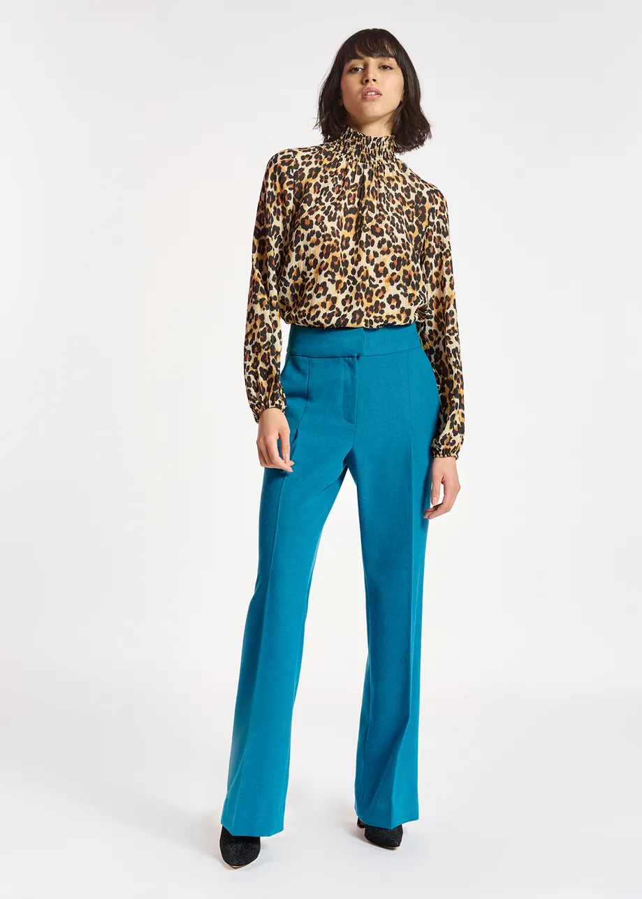 Blue straight-leg pants