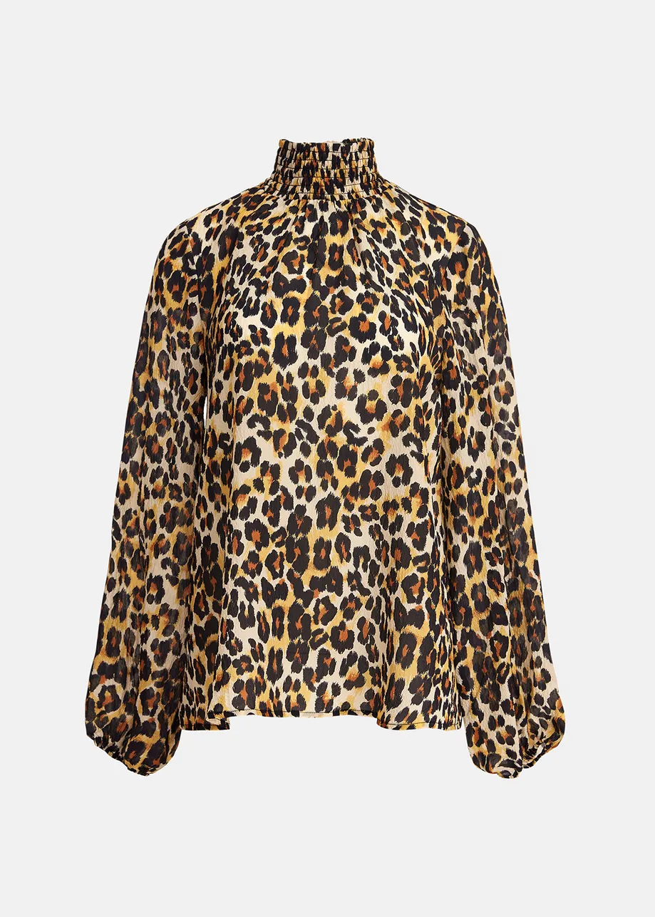 Leopard-print loose-fit top