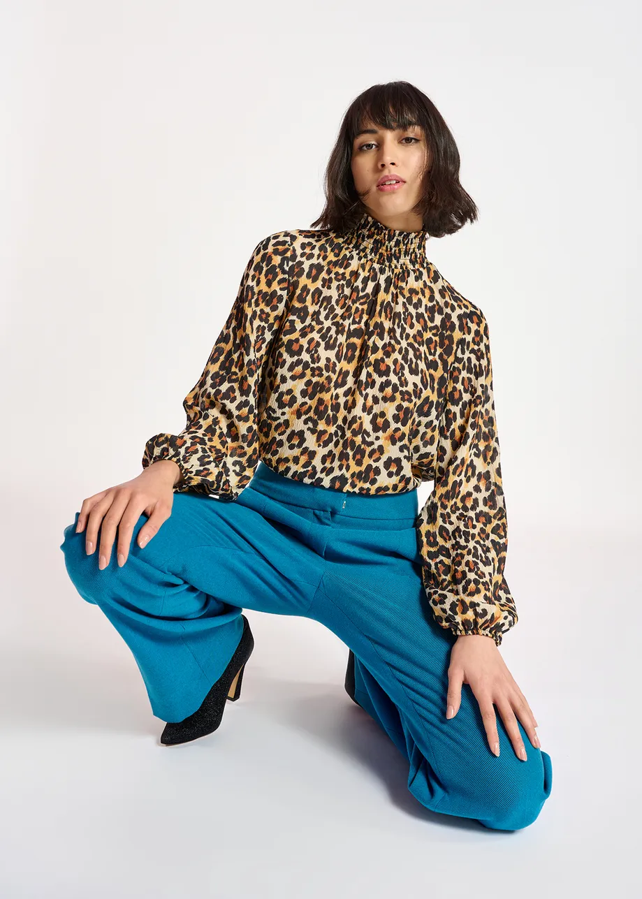Leopard-print loose-fit top