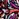 Black, coral red and purple stretch-jersey midi dress