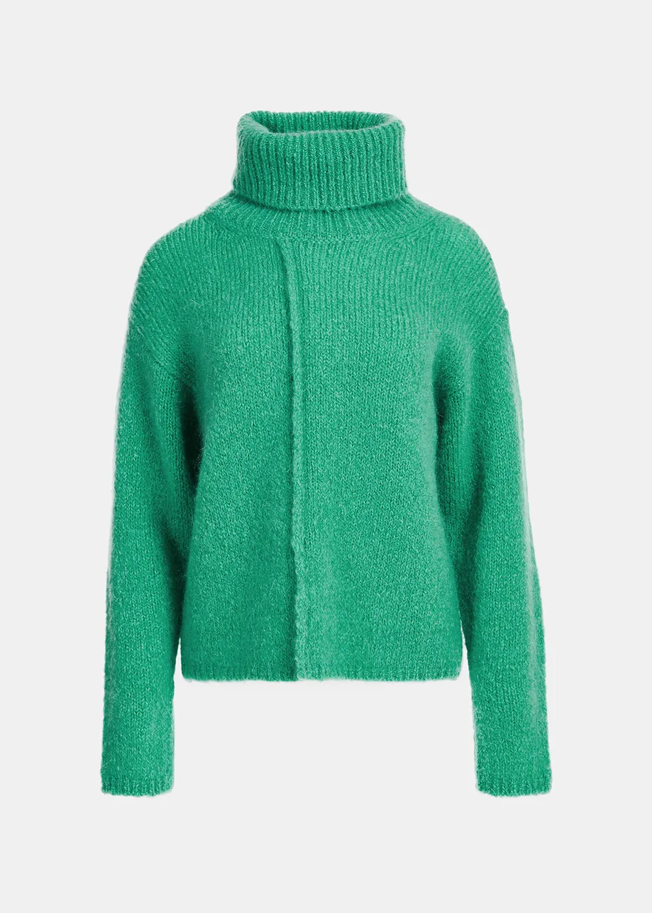 Teal mohair-blend turtleneck sweater