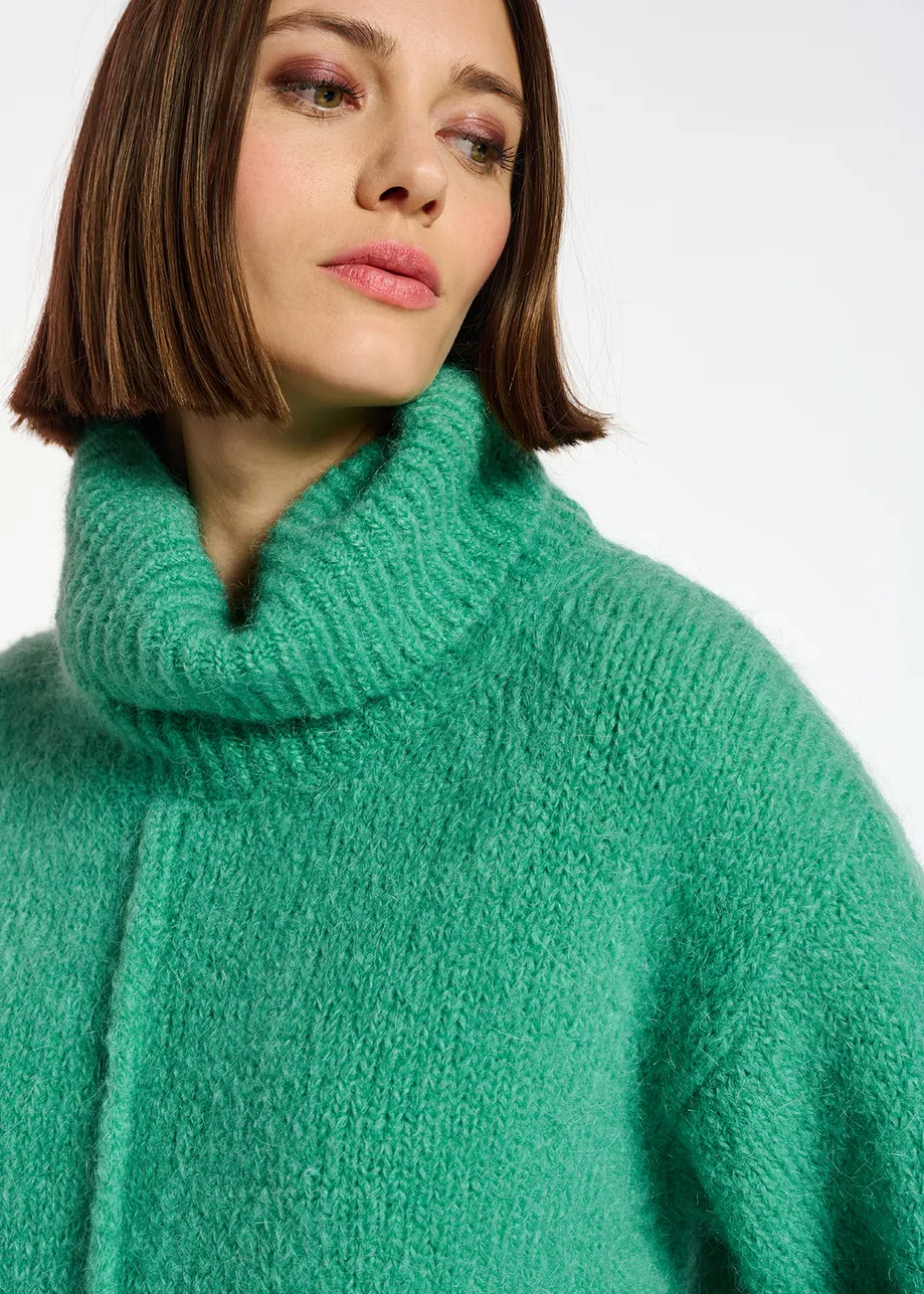 Teal mohair-blend turtleneck sweater