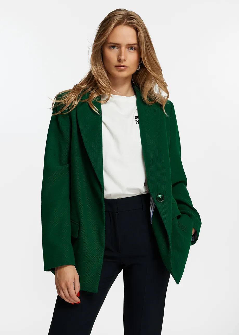 Blazer vert foncé à simple boutonnage