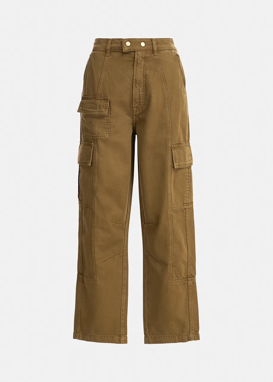 Khaki straight-leg cargo jeans