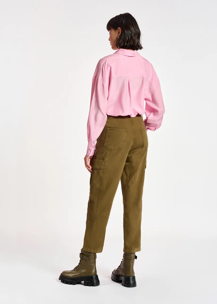 Khaki straight-leg cargo jeans