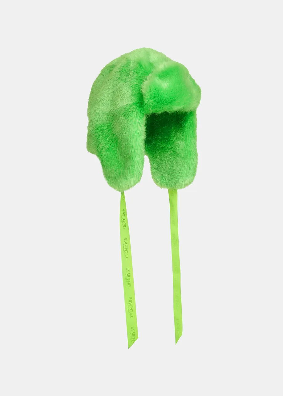 Green faux fur hat