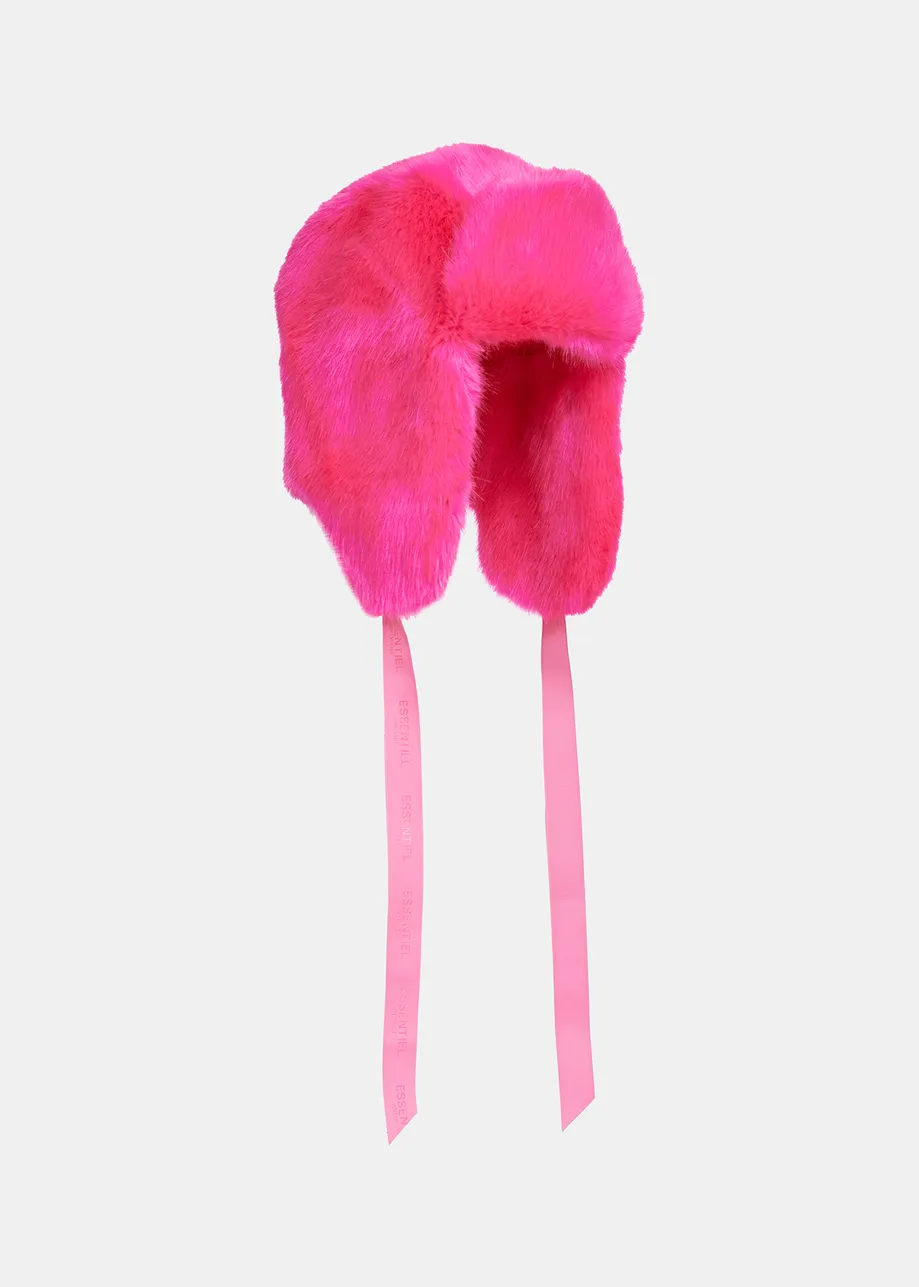 Pink faux fur hat