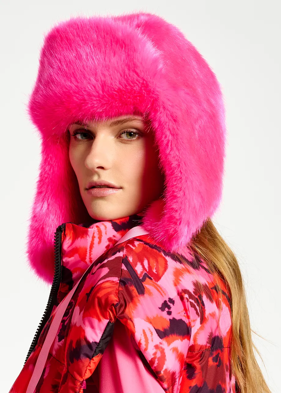 Pink faux fur hat