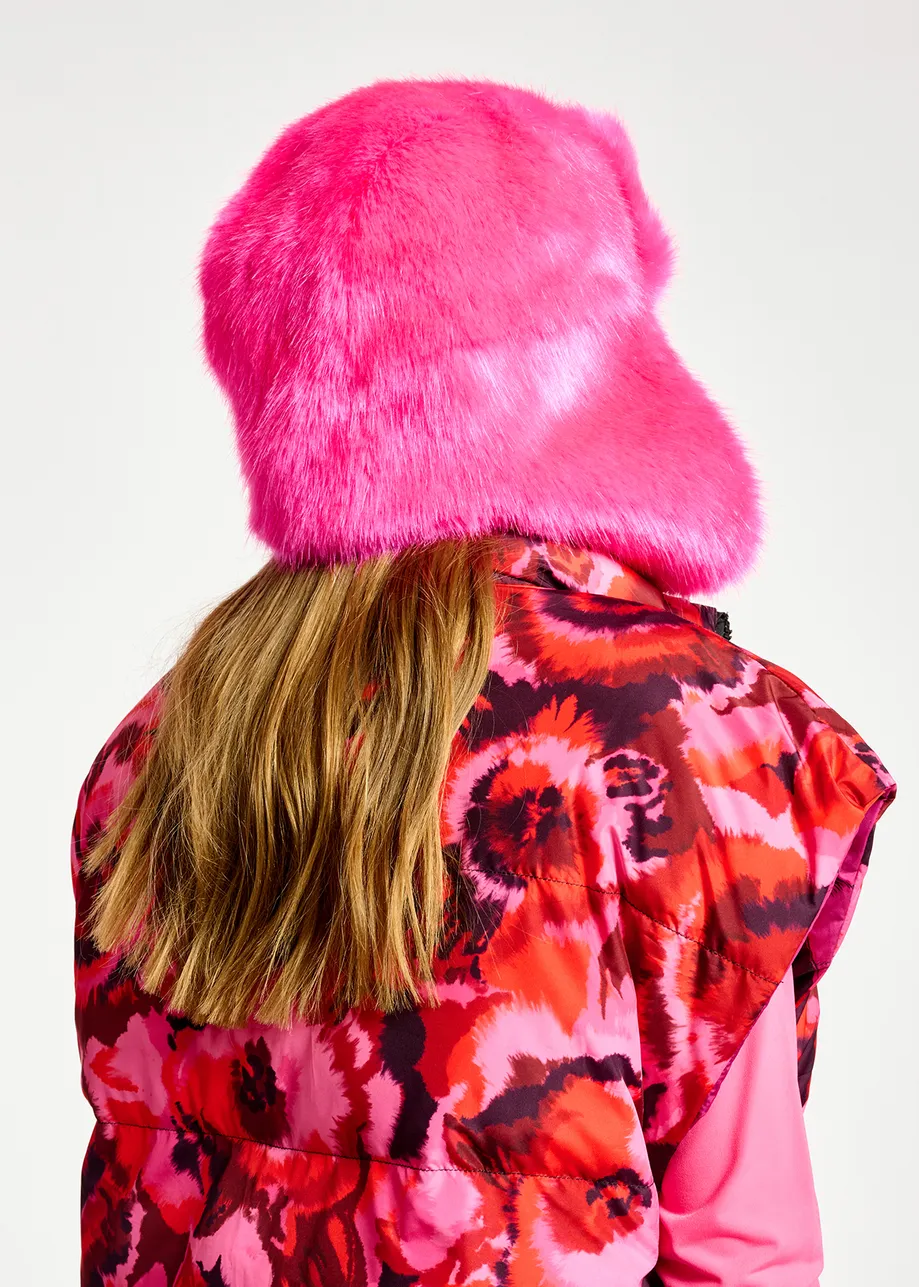 Pink faux fur hat