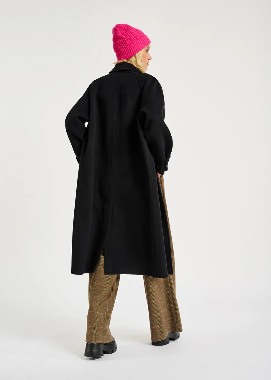 Black wool utility-inspired coat