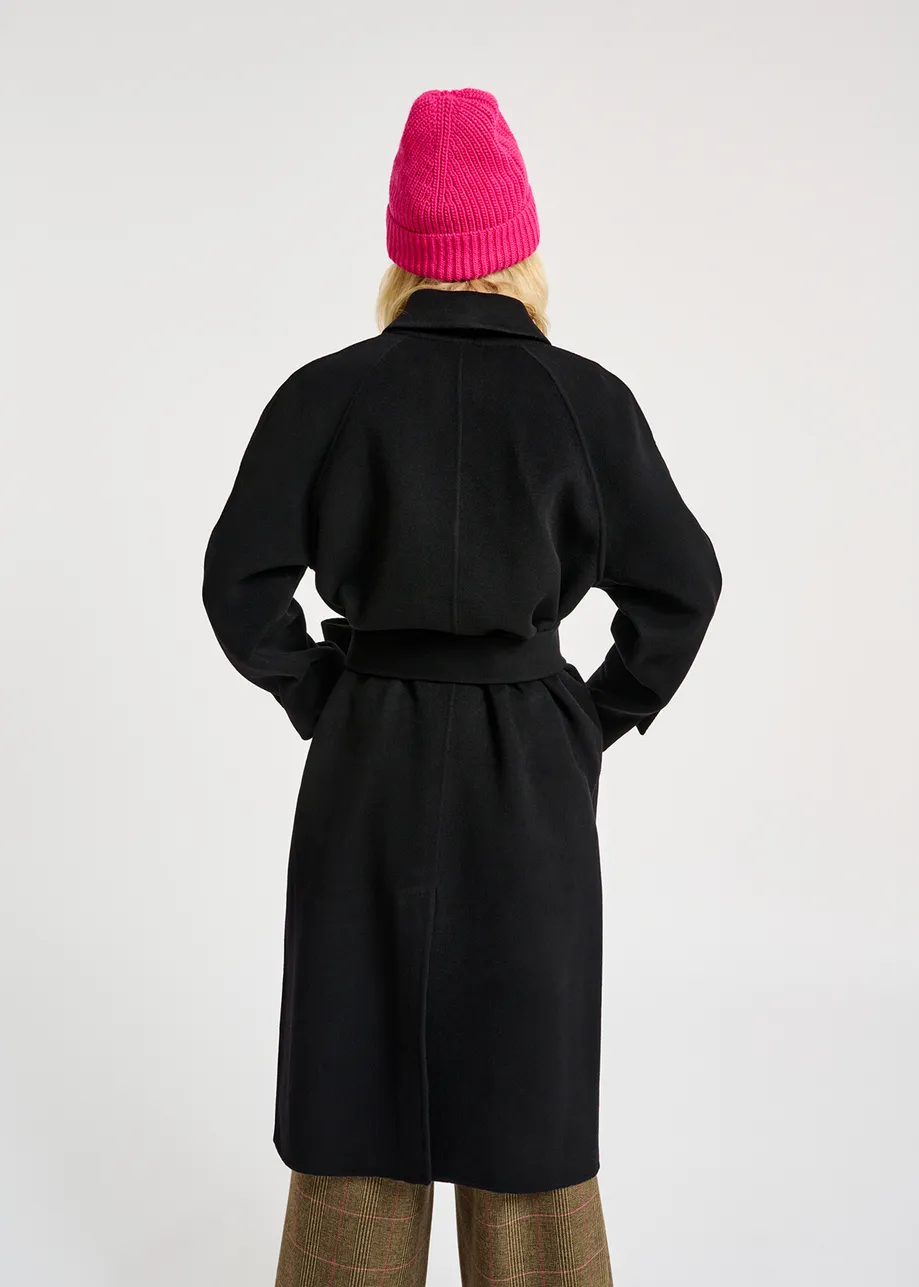 Black wool utility-inspired coat