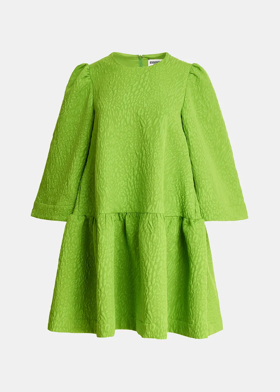 Green jacquard mini dress