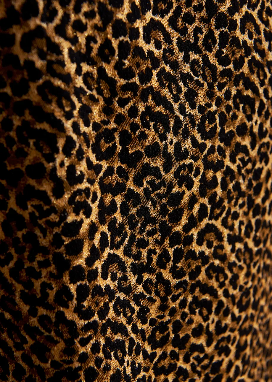 Jacquard midi-length dress with leopard motif