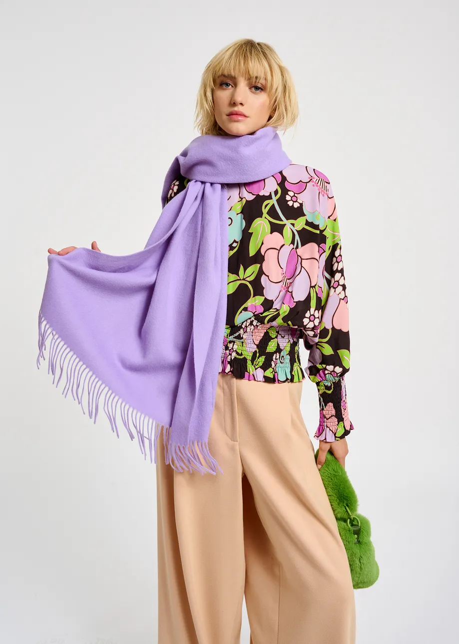 Black smocked top with floral print