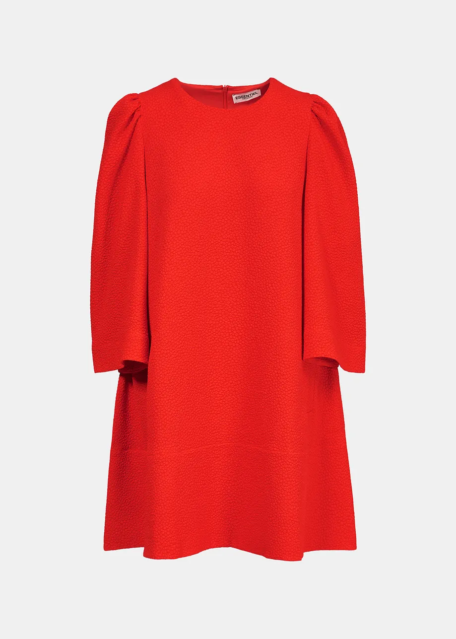 Red mini dress with trumpet sleeves