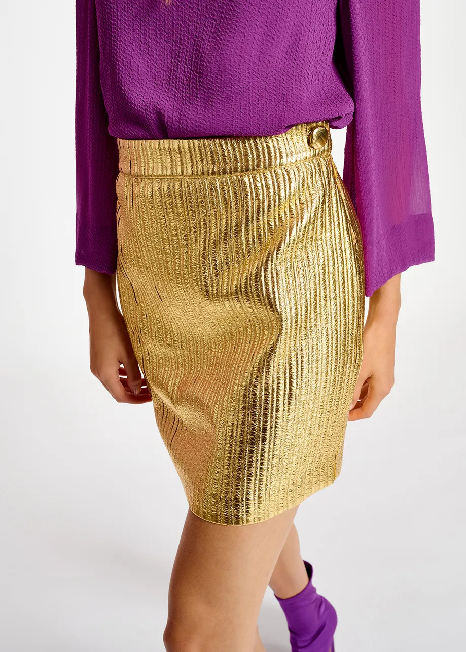 Gold metallic mini skirt