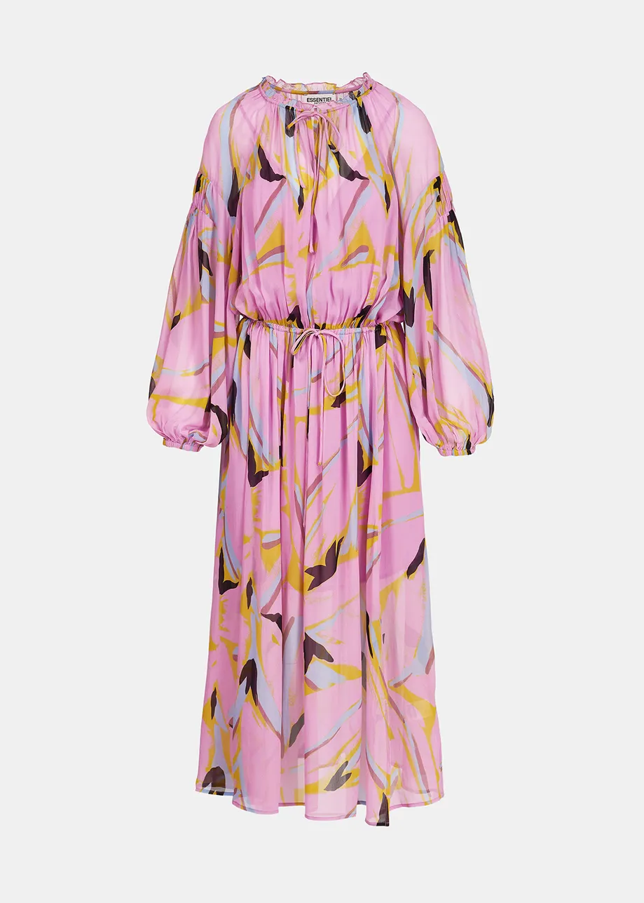 Lilac abstract-print loose-fit maxi dress