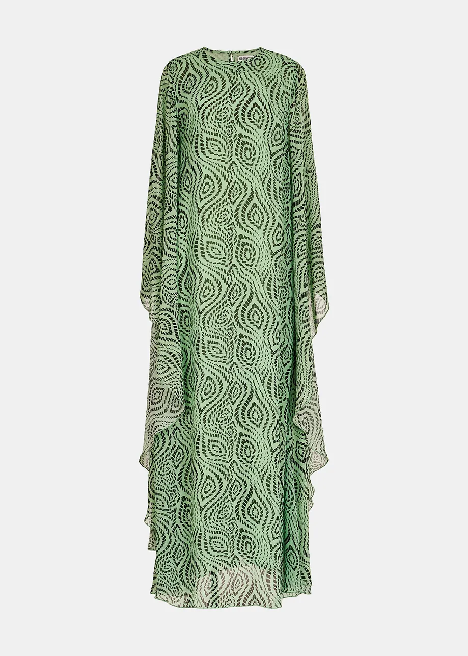 Mint green kaftan dress with geometric print